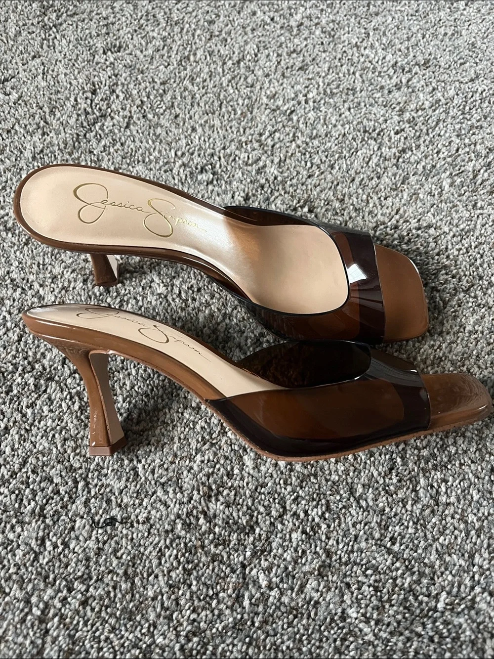 Jessica Simpson Brown Clear Slide Sandal Heels